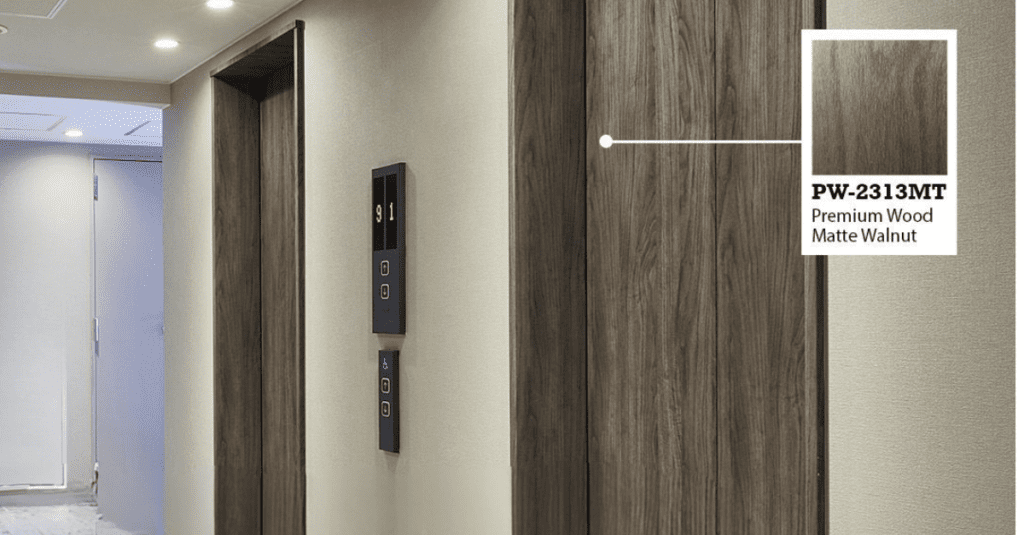 Design Without Disruption: The Power of Surface Films in Commercial Spaces - Signwrite Studios 3M DINOC Surface Films Elevator Wrapping