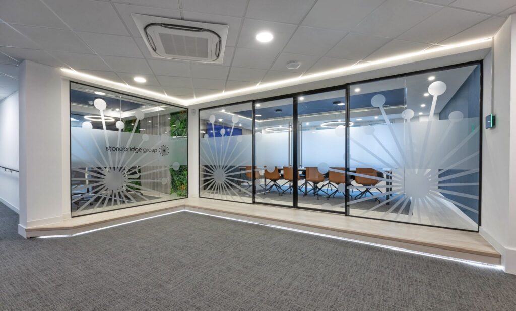 What Signage Solutions Does a Workplace Need to Provide for People to Genuinely Want to Be There? - Signwrite Studios Oaktree Interiors Stonebridge Corporate Glass Manifestations 2