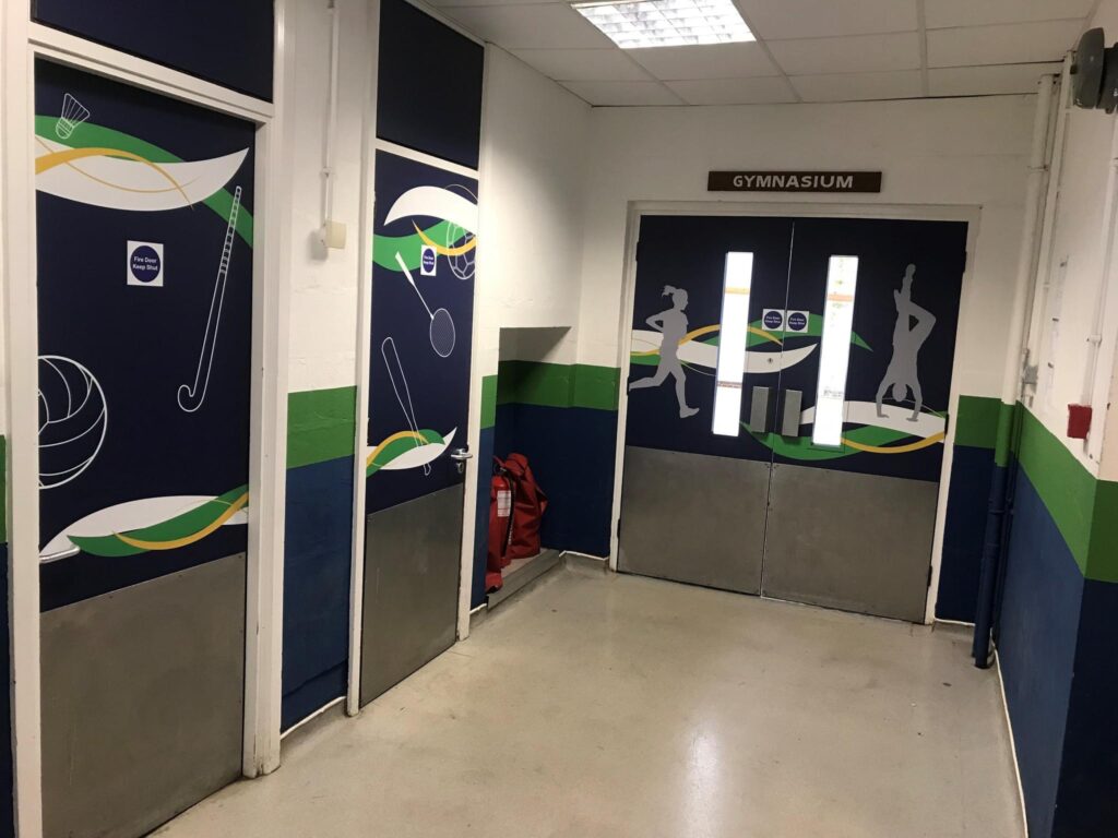 Sandhurst Secondary School PE Block Internal Wall and Door Graphics
