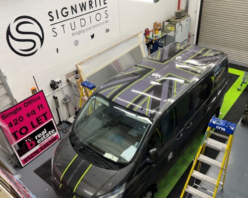 Pretty Green Landscapes_Ford Transit Custom Roof Wrap_Union Jack Flag in Company colours 772341546
