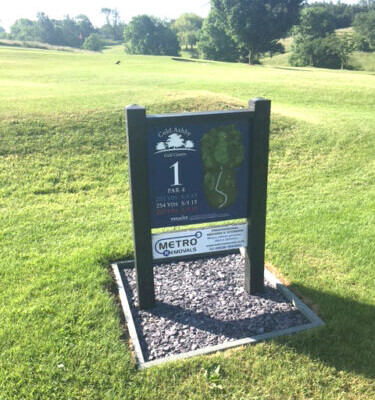 Clear, durable, and stylish course planner signage tailored for your golf club Detailed course planner sign providing golfers with hole information and directions