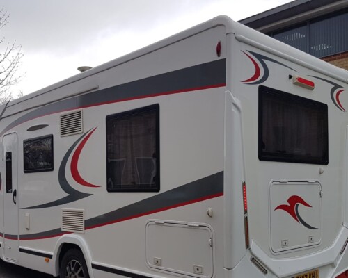 Vinyl Decal replacements, to get you looking sleek on your adventures Replacement Vinyl Graphic Decals to a Fiat Benimar Motorhome