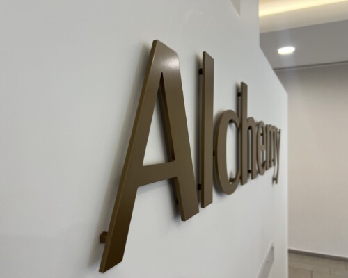 Manufactured & Installed Aluminium Flat Cut Letters at Alchemy in Welwyn Garden City 1506490311