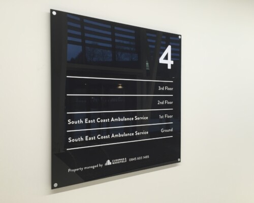 Internal wayfinding office plaque on stand off locators 3368324481